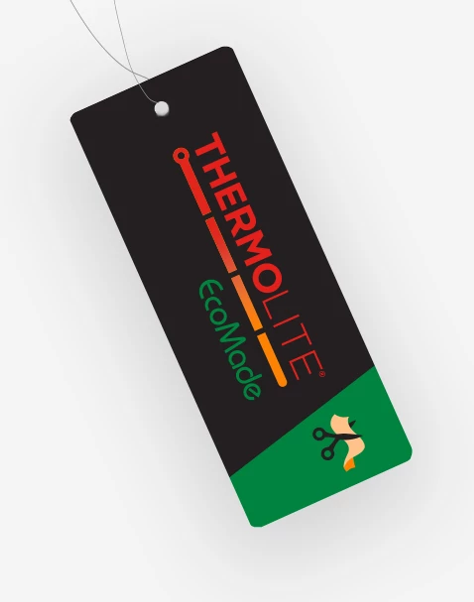The hangtag for our latest sustainable warming product:  THERMOLITE® EcoMade technology made with 100% textile waste.