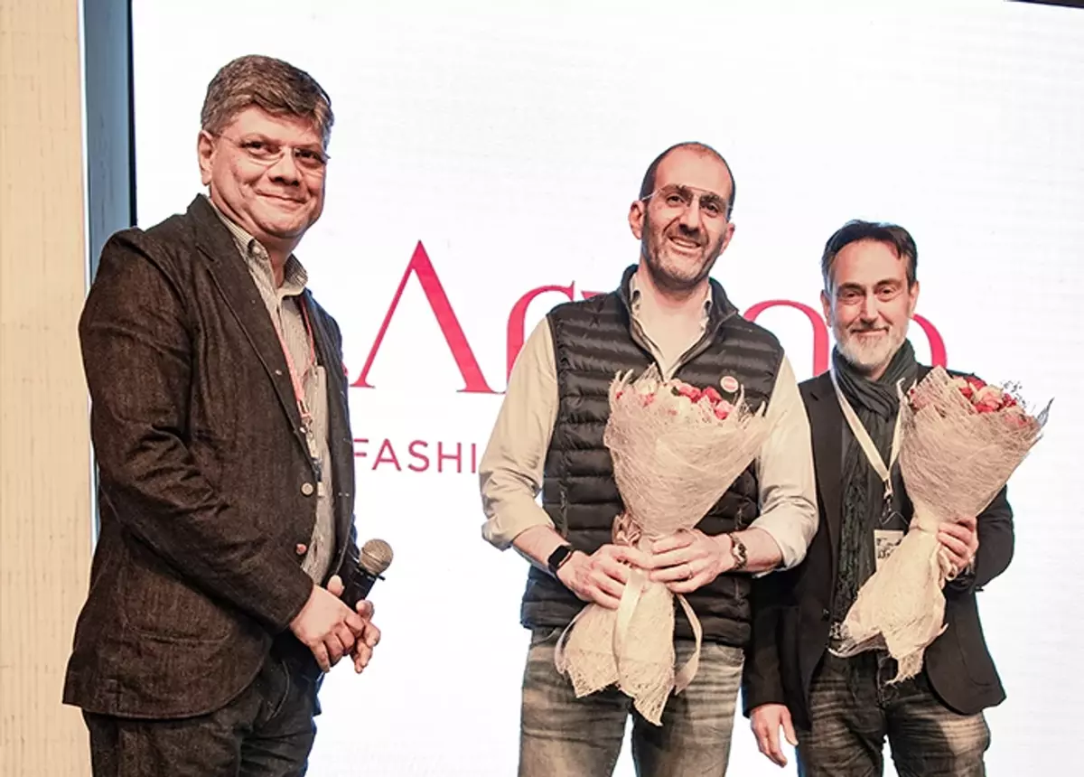 from left to right: Aamir Akhtar, Arvind CEO, Fabrizio Maggi, Commercial Director South Asia, and Paolo Briatore, Commercial Director Export Marketing Asia, both from The LYCRA Company