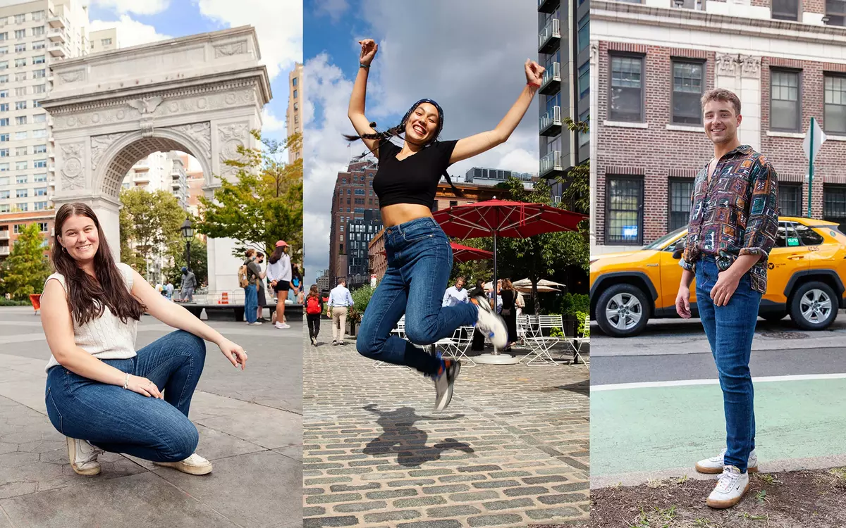Models demonstrate the comfort, fit and flexibility of jeans made with SELF-FIT denim powered by LYCRA® FREEF!T® technology.