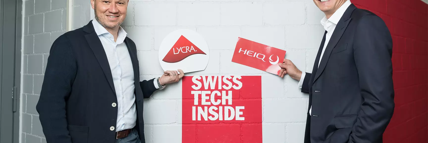 Julien Born, President & CEO of The LYCRA Company and HeiQ CEO & Co-founder, Carlo Centonze.