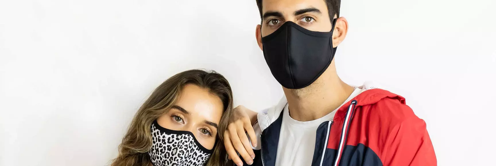 Models wearing Texollini T19 Performance Face Masks made with LYCRA® fiber for a snug, comfortable fit.