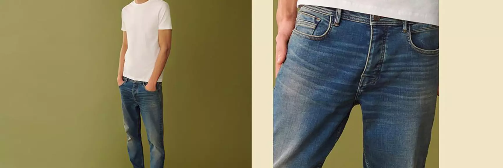 Primark’s men’s slim faded jeans deliver soft, easy stretch and a wider fit window thanks to LYCRA® FREEF!T® technology.
