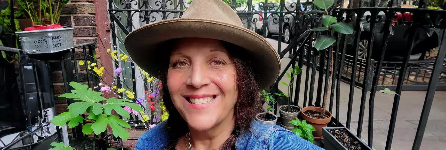Christine Rucci in her garden